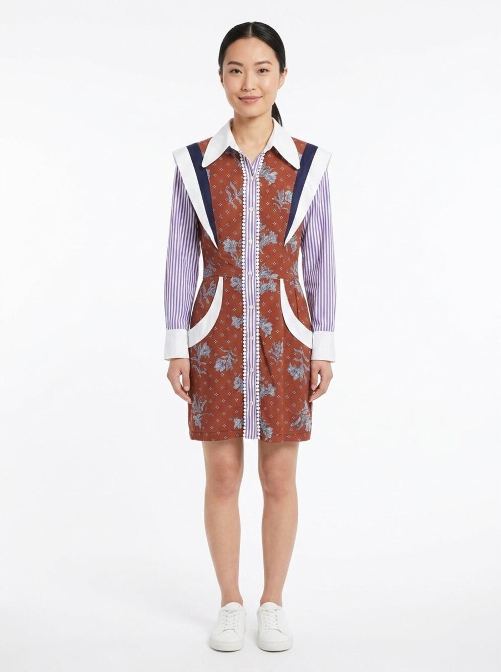 NWT Atsu Anthropologie Orange Collared Mini Lined Shirt Dress Women Size 2P